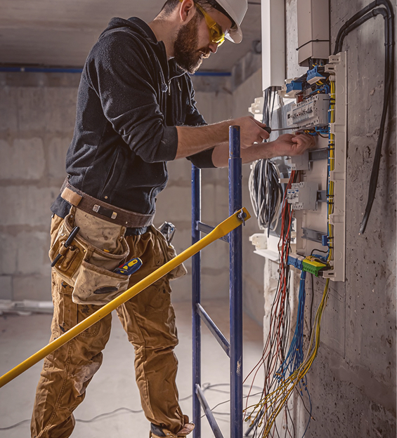 Professional electrician working